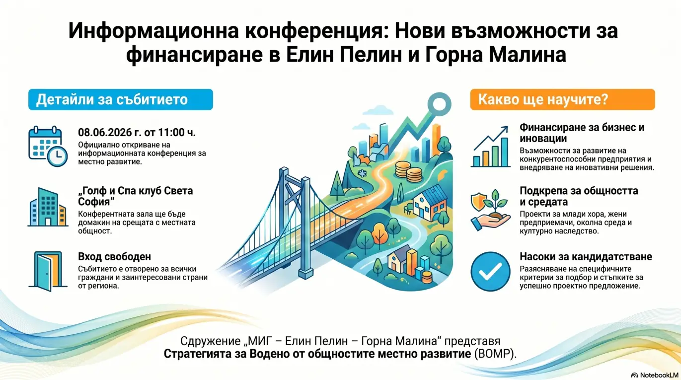 ПОКАНА ЗА ИНФОРМАЦИОННА КОНФЕРЕНЦИЯ НА МИГ „ЕЛИН ПЕЛИН – ГОРНА МАЛИНА“